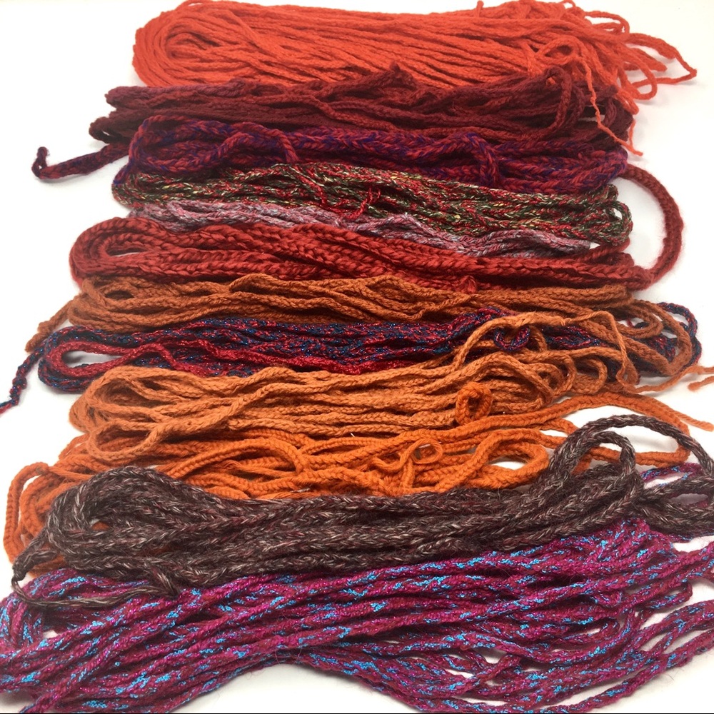 Handmade Lot of Red Orange Brown Yarn Lucet Braided Cord Bundle